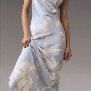 Elegant Blue Floral Maxi Dress